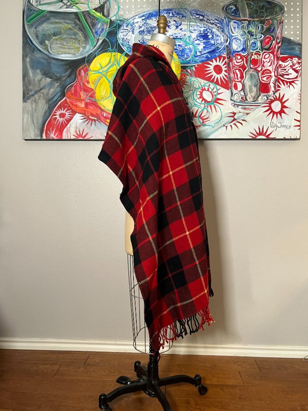 Burberry Hooded Tartan Wool Cape + Garment Bag - Picture 4 of 13